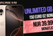 iPhone 16 Pro für einmalig 262 Euro mit unlimited Allnet Flat und 150 Euro Bonus nur 39.99 Euro monatlich - onTop 80 Euro online Bonus