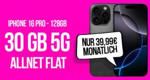 iPhone 16 Pro für einmalig 249 Euro mit 30GB Allnet Flat und 50 Euro Wechselbonus nur 39.99 Euro monatlich