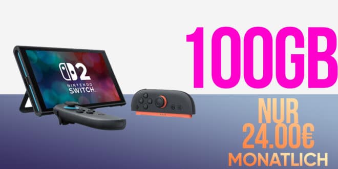 Nintendo Switch 2 für einmalig 69 Euro mit 100GB Allnet Flat nur 24 Euro monatlich