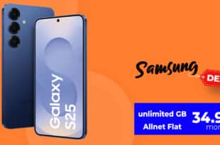 Samsung Galaxy S25 für einmalig 69 Euro mit unlimited Allnet Flat und 150 Euro Bonus nur 34.99 Euro monatlich
