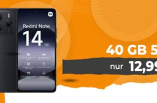 Xiaomi Redmi Note 14 5G für einmalig 39 Euro mit 40GB Allnet Flat und 50 Euro Wechselbonus nur 12.99 Euro monatlich