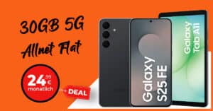 Samsung Galaxy S25 FE & Galaxy Tab A11 für einmalig 29 Euro mit 30GB Allnet Flat und 50 Euro Wechselbonus nur 24.99 Euro monatlich