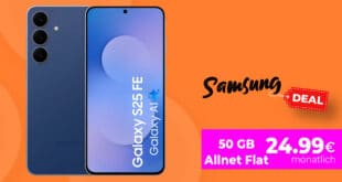 Samsung Galaxy S25 FE mit 50GB Allnet Flat und 150 Euro Wechselbonus nur 24.99 Euro monatlich - 128GB nur 99€ und 256GB nur 159€