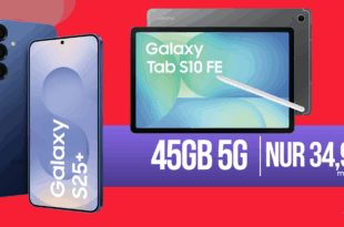 Samsung Galaxy S25+ 512GB (S25Plus) & Tab S10 FE für einmalig 149 Euro mit 45GB Allnet Flat und 100 Euro Wechselbonus nur 34.99 Euro monatlich