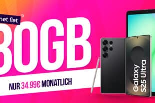 Samsung Galaxy S25 Ultra & Galaxy Tab S10 FE für einmalig 249.99 Euro mit 80GB Allnet Flat nur 34.99 Euro monatlich