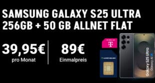 Samsung Galaxy S25 Ultra für einmalig 89 Euro mit 50GB Telekom Allnet Flat und 150 Euro Wechselbonus nur 39.95 Euro monatlich