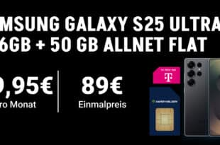 Samsung Galaxy S25 Ultra für einmalig 89 Euro mit 50GB Telekom Allnet Flat und 150 Euro Wechselbonus nur 39.95 Euro monatlich