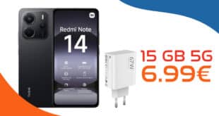 Xiaomi Redmi Note 14 & Xiaomi 67W HyperCharge für einmalig 29.99 Euro mit 15GB Allnet Flat nur 6.99 Euro monatlich