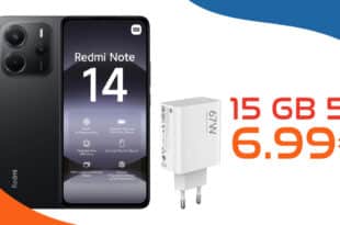 Xiaomi Redmi Note 14 & Xiaomi 67W HyperCharge für einmalig 29.99 Euro mit 15GB Allnet Flat nur 6.99 Euro monatlich