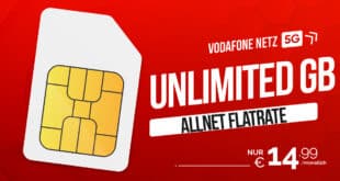 Black Week Deal: Vodafone unlimited Allnet Flat bis zu 50 Mbit/s im Download nur 14.99 Euro monatlich