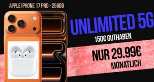 iPhone 17 Pro & Airpods 4 für einmalig 499 Euro mit o2 unlimited on demand und 150€ Guthaben nur 29.99 Euro monatlich