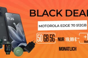 Black Friday Deal - Motorola Edge 70 512GB & Zubehörpaket für einmalig 99 Euro mit 50GB Allnet Flatrate nur 19.99 Euro monatlich