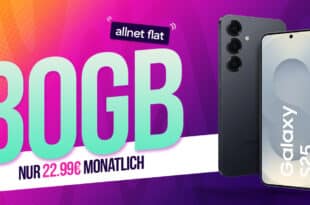 Samsung Galaxy S25 für einmalig 29 Euro mit 30GB Allnet Flat und 50 Euro Wechselbonus nur 22.99 Euro monatlich
