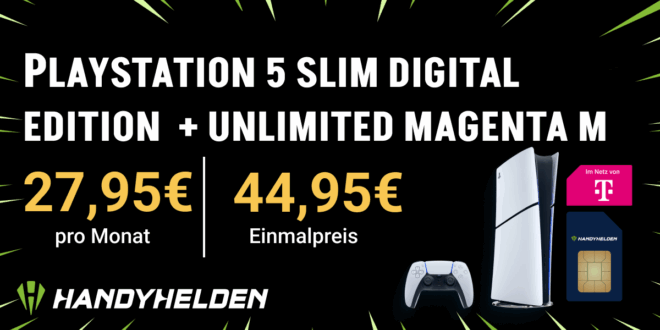 PS5 PlayStation 5 Slim - Fortnite Flowering Chaos Bundle mit Telekom unlimited Allnet Flat und 150 Euro Wechselbonus und 100 Euro Cashback nur 27.95 Euro monatlich
