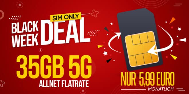 35GB Allnet Flatrate nur 5.99 Euro monatlich - auch monatlich kündbar buchbar