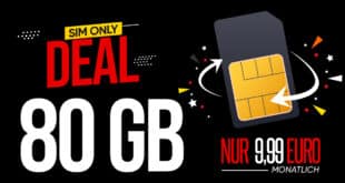 monatlich kündbar im o2 Netz - 80GB Allnet Flat nur 9.99 Euro und 100GB Allnet Flat nur 11.99 Euro monatlich
