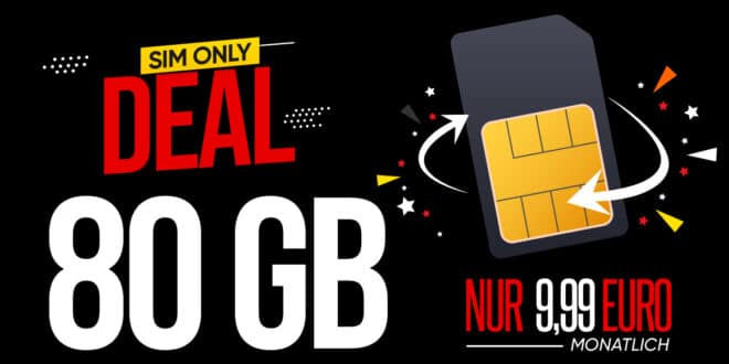 monatlich kündbar im o2 Netz - 80GB Allnet Flat nur 9.99 Euro und 100GB Allnet Flat nur 11.99 Euro monatlich