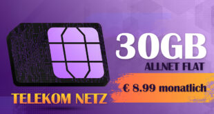 30GB Allnet Flat im Telekom Netz nur 8.99 Euro monatlich
