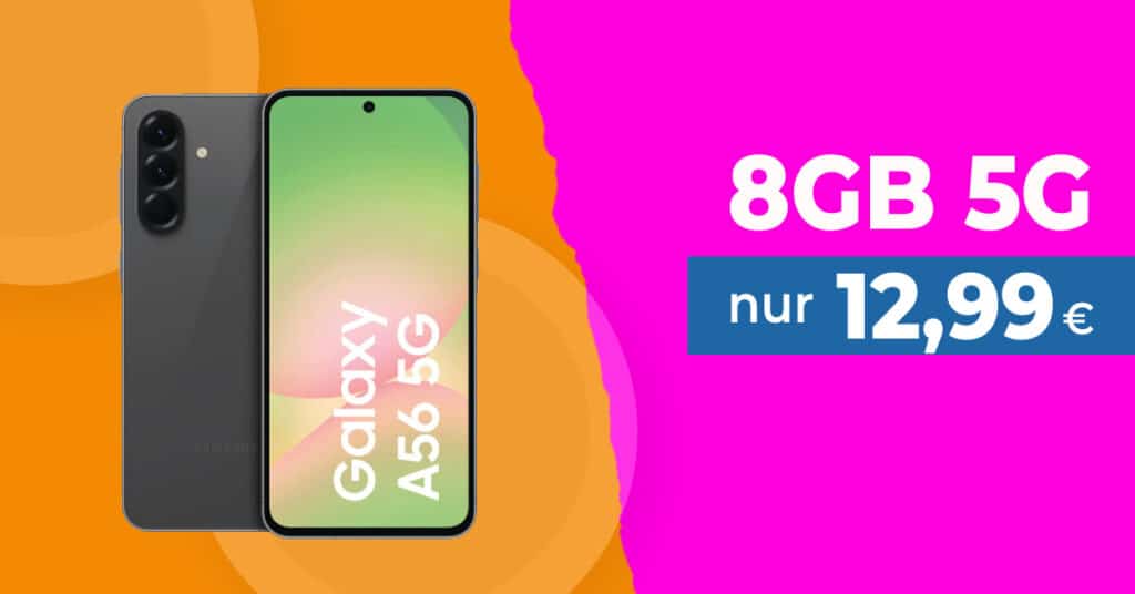 Samsung Galaxy A56 256GB für einmalig 39 Euro mit 8GB Allnet Flat nur 12.99 Euro monatlich
