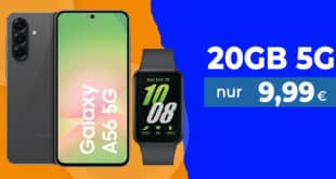 Samsung Galaxy A56 256GB & Samsung Galaxy Fit3 für einmalig 99 Euro mit 20GB Allnet Flat nur 9.99 Euro monatlich
