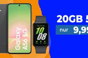 Samsung Galaxy A56 256GB & Samsung Galaxy Fit3 für einmalig 99 Euro mit 20GB Allnet Flat nur 9.99 Euro monatlich