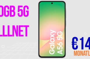 Samsung Galaxy A56 256GB für einmalig 99 Euro mit 50GB Allnet Flat und 150 Euro Wechselbonus nur 14.99 Euro monatlich