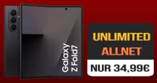 Samsung Galaxy Z Fold7 für einmalig 509 Euro mit unlimited Allnet Flat und 150 Euro Bonus nur 34.99 Euro monatlich