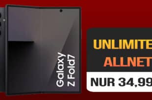 Samsung Galaxy Z Fold7 für einmalig 509 Euro mit unlimited Allnet Flat und 150 Euro Bonus nur 34.99 Euro monatlich