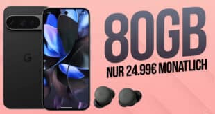 Google Pixel 9 Pro & Pixel Buds Pro 2 für einmalig 29 Euro mit 80GB Allnet Flat nur 24.99 Euro monatlich