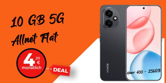 Black Friday Deal - Honor 400 256GB für einmalig 49 Euro mit 10GB Allnet Flat nur 4.99 Euro monatlich