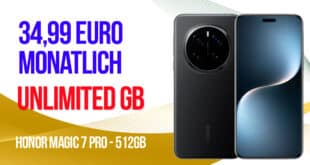 Honor Magic7 Pro 512GB mit Vodafone unlimited Allnet Flat und 100 Euro Wechselbonus nur 34.99 Euro monatlich
