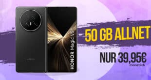 Honor Magic V5 für einmalig 429 Euro mit 50GB Allnet Flat und 150 Euro Wechselbonus nur 39.95 Euro monatlich