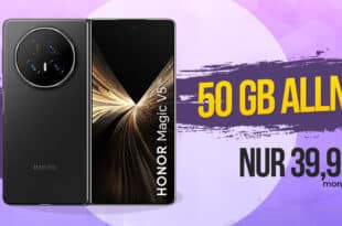 Honor Magic V5 für einmalig 429 Euro mit 50GB Allnet Flat und 150 Euro Wechselbonus nur 39.95 Euro monatlich