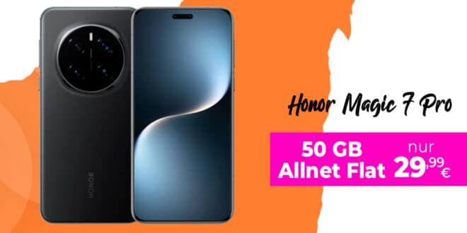 Honor Magic7 Pro 512GB für einmalig 119 Euro mit 50GB Telekom Allnet Flat und 150 Euro Wechselbonus nur 29.99 Euro monatlich