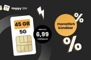 monatlich kündbar – 45GB Allnet Flat nur 6.99 Euro monatlich