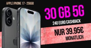 iPhone 17 für einmalig 149 Euro mit 30GB Telekom Allnet Flat und 240 Euro Cashback nur 39.95 Euro monatlich