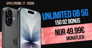 iPhone 17 mit unlimited Allnet Flat und 150 Euro Bonus für 49.99 Euro monatlich