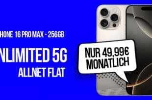 iPhone 16 Pro Max für einmalig 149 Euro mit unlimited Allnet und 150 Euro Guthaben nur 49.99 Euro monatlich - onTop 80 Euro Online-Bonus