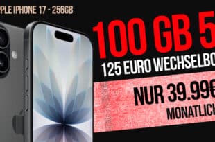 iPhone 17 für einmalig 169 Euro mit 100GB Allnet Flat und 125 Euro Wechselbonus nur 39.99 Euro monatlich