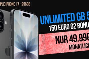 iPhone 17 mit unlimited Allnet Flat und 150 Euro Bonus für 49.99 Euro monatlich