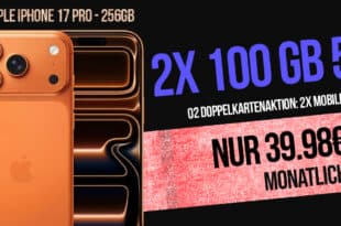 iPhone 17 Pro 256GB für einmalig 299 Euro mit 2x 100GB Allnet Flat nur 39.98 Euro monatlich