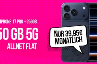 iPhone 17 Pro für einmalig 479 Euro mit 50GB Telekom Allnet Flat und 150 Euro Wechselbonus nur 39.95 Euro monatlich