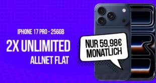 iPhone 17 Pro für einmalig 79 Euro mit 2x o2 unlimited Allnet Flat nur 59.98 Euro monatlich