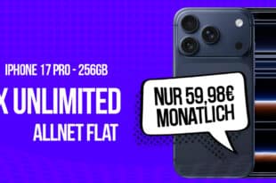 iPhone 17 Pro für einmalig 79 Euro mit 2x o2 unlimited Allnet Flat nur 59.98 Euro monatlich