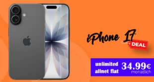 iPhone 17 für einmalig 99 Euro mit o2 unlimited Allnet Flat und 150 Euro Bonus nur 34.99 Euro monatlich