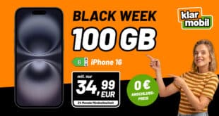 iPhone 16 für einmalig 74.99 Euro mit 100GB Allnet Flat nur 34.99 Euro monatlich – kein Anschlusspreis