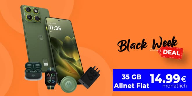 Motorola Edge 70 512GB & Zubehörpaket für einmalig 69 Euro mit 35GB Allnet Flat nur 14.99 Euro monatlich