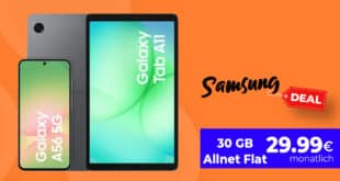 Samsung Galaxy A56 & Galaxy Tab A11 mit 30GB Allnet Flat nur 29.99 Euro monatlich