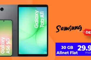Samsung Galaxy A56 & Galaxy Tab A11 mit 30GB Allnet Flat nur 29.99 Euro monatlich
