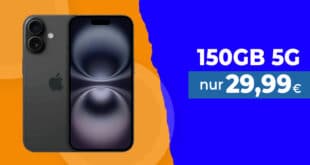 iPhone 16 256GB für einmalig 99 Euro mit 150GB Allnet Flat nur 29.99 Euro monatlich